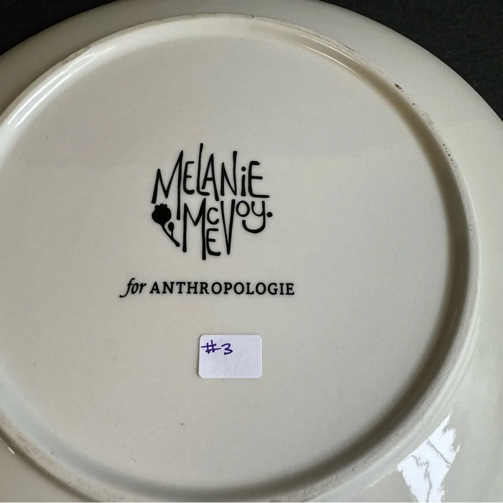 Anthropologie Melanie Mcevoy Dinner Plate Floral Blue Green Artist Collaboration